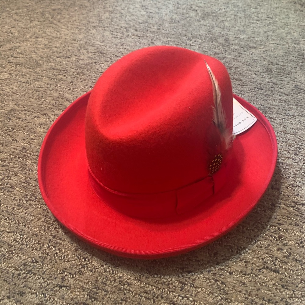 Stacy Adams Godfather red wool hat